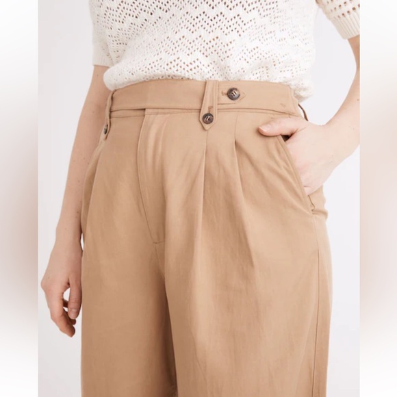 Madewell Harlow Wide Leg Pants Seed Khaki 6 High Rise Drapey Baggy Sailor Linen - Picture 3 of 14